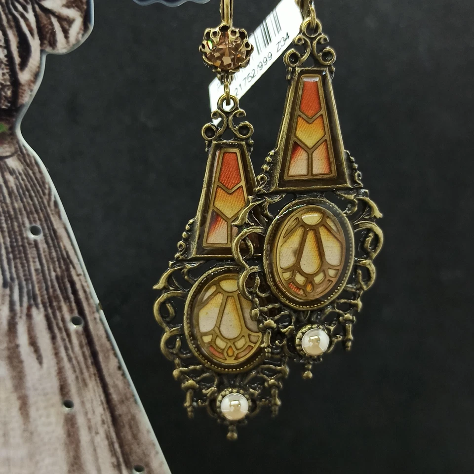 Pendientes Victorianos Michal Negrin Largos Art Deco Reales y Cristales Regalo Nuevos Grandes Foto 2 de 4