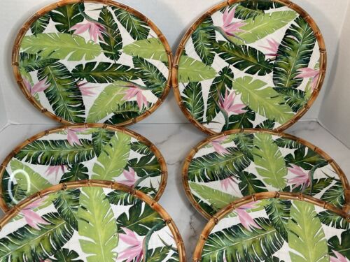 Tommy Bahama Plates Melamine Green Tropical Plates Set of (6) - Picture 4 of 11