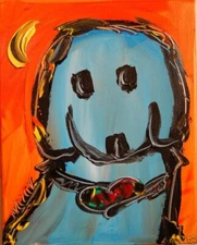 Oil Painting NICE DOG  abstract SIGNED  Original on canvas IMPRESSIONIST K3d2d4t