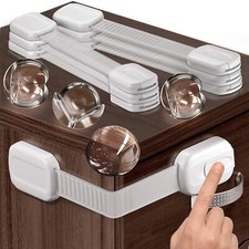 Baby Safety Cabinet Locks 6 Pack  4 Guards 3M Adhesive Child Proofing Latche...