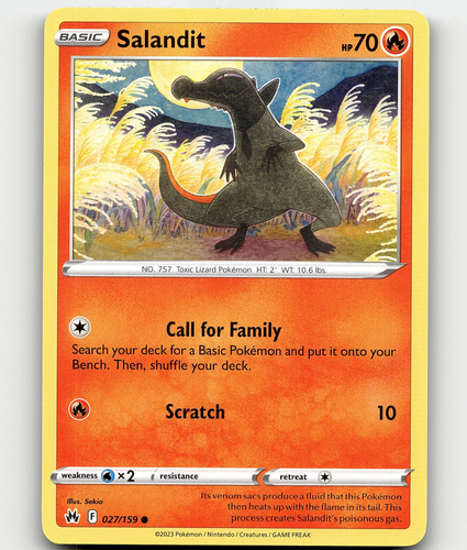 Pokemon Salandit 027/159 Crown Zenith Common - Picture 1 of 1