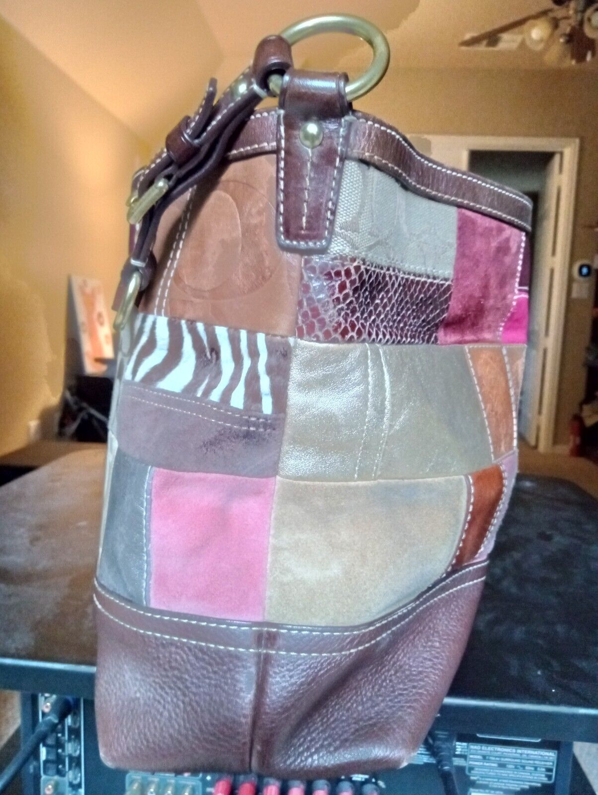 COACH Multi Color Patchwork Leather Shoulder Bag … - image 2