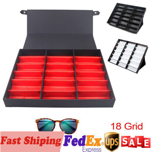 18 Slot Sunglasses Glasses Eyeglass Organizer Eyewear Display Case Storage Box