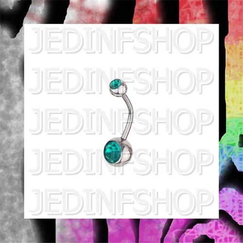 Navel Belly Bar | 1.6mm (14g) - 6mm-20mm | Double Gem 18 Colour | Standard Balls - Picture 83 of 145