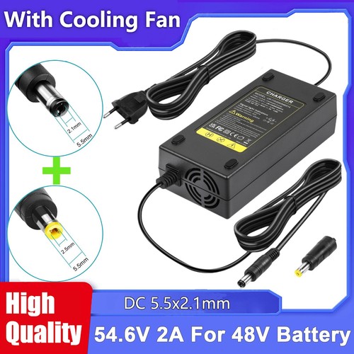 54,6V 2A Ladegerät für 48V Lithium-Ionen (Li-Ion) E-Bike-Batterien 5,5x2,1/2,5mm - Bild 1 von 10