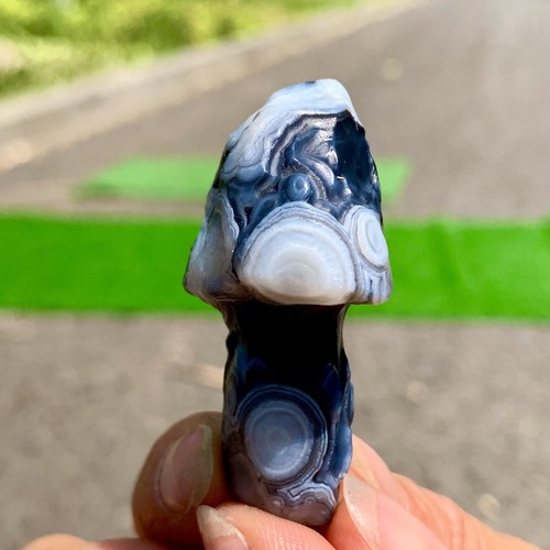 27G Top natural Gobi agate eye agate/stone carved mushroom Madagascar - Picture 23 of 24