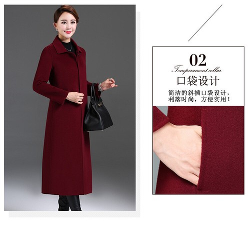 Women's Single breasted Lapel Collar Warm Cashmere Coat Winter Long Wool Jackets - Bild 11 von 30