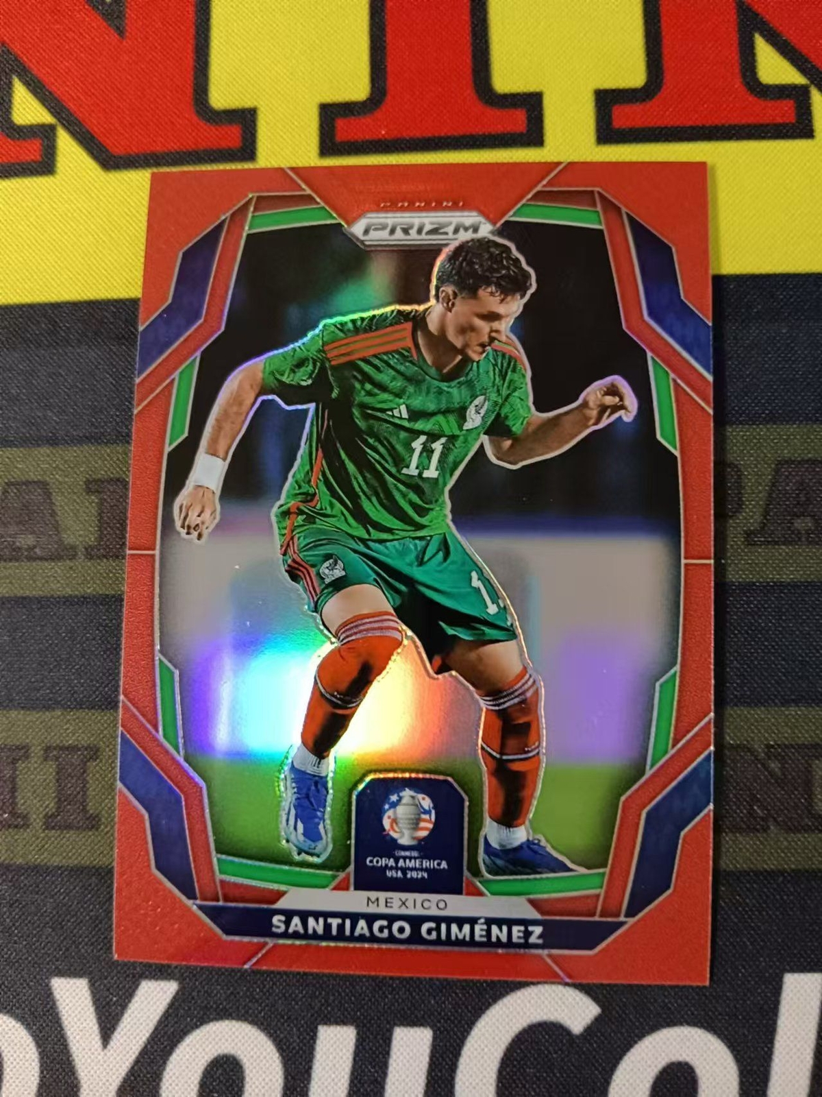 2024 Panini Prizm Copa America Santiago Gimenez Red 129/199 Feyenoord Mexico