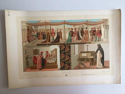 Engraving Plate ITALY Colors The Historical Costume Racinet Firmin-Didot 1888