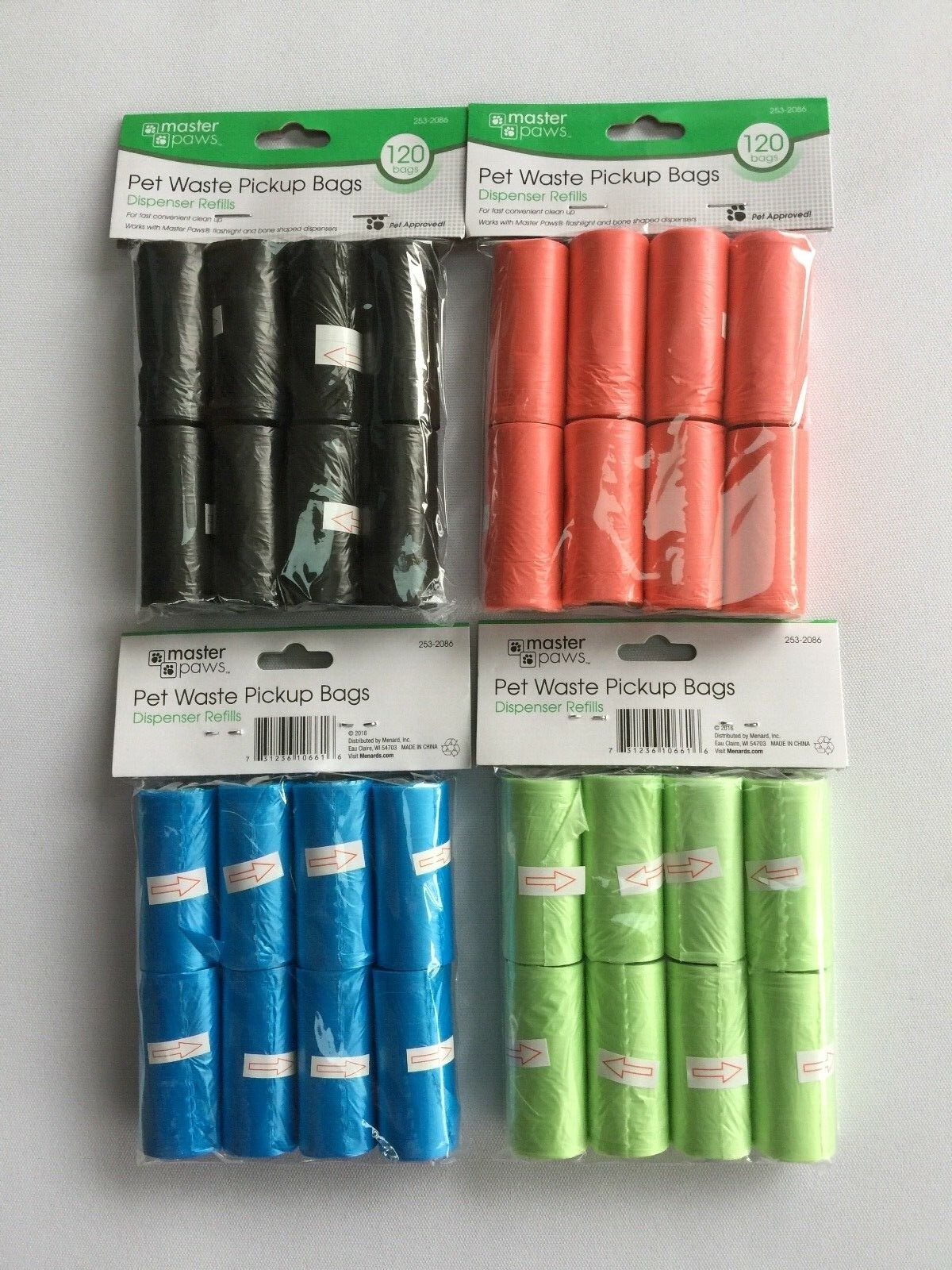 ONE PACKAGE MASTER PAWS Pet Waste Pickup Bags, 8 Pack. 120 bags