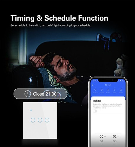 1/2/3/4 Gang WiFi Smart Wall Touch Light Switch Glass Panel For Alexa/Google APP - Picture 5 of 20