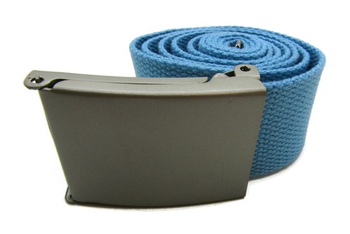 Unisex Quality Cotton Plain Webbing Canvas Belt Silver Buckle Size 52'' 18/20 - Picture 209 of 259