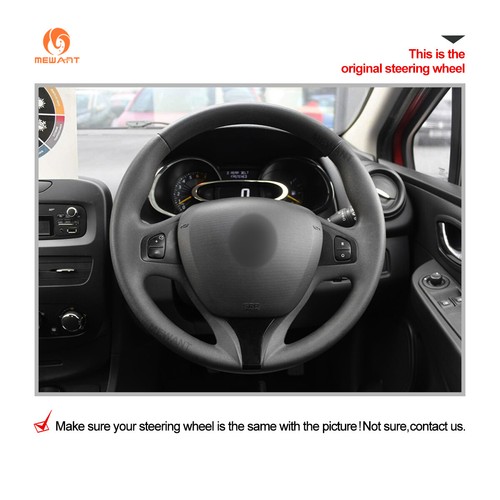 Funda de volante MEWANT negra cuero sintético para Renault Clio 4 2012-2016 IV Captur - Imagen 2 de 9