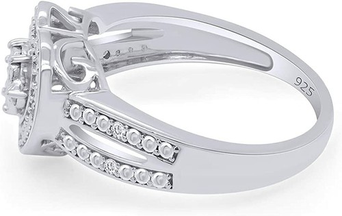 14k Gold Plated 925 Silver Cut Diamond Accent Heart Frame Promise Ring - Picture 39 of 49