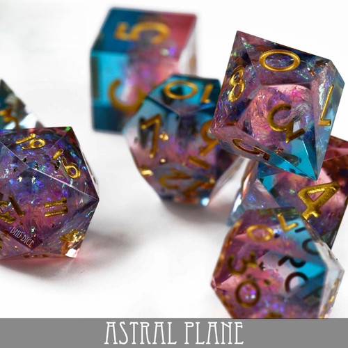 Juego de dados - Plano astral - Hecho a mano - 7 dados de resina - Mazmorras y dragones - Imagen 2 de 5