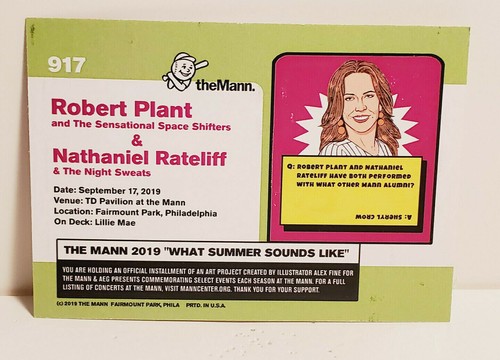 Tarjeta coleccionable Robert Plant Nathaniel Rateliff 2019 Mann Music Center Filadelfia - Imagen 2 de 2