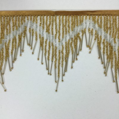 1 Yard 6.5" Red & Gold Glass Seed Bugle Beaded Fringe Chevron Lamp Costume Trim 1 Yard 6.5" Red & Gold Glass Seed Bugle Beaded Fringe Chevron Lamp Costume Trim