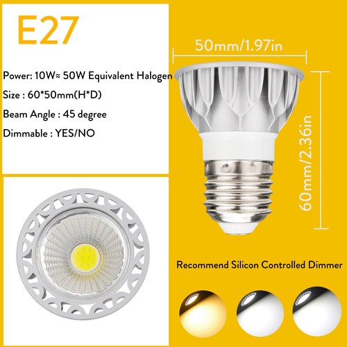Hot LED COB Spotlight Bulb Dimmable 10W GU10 MR16 E27 GU5.3 110V 220V 12V - Picture 17 of 19
