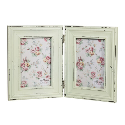 Delilah Shabby Chic Double Photo Frame Green Heart 644 6" x 4" - Picture 8 of 8