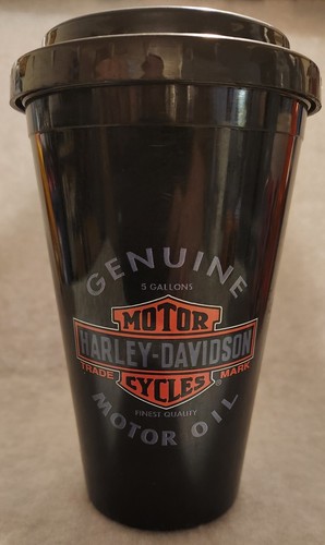 Harley Davidson Motor Oil coffee travel mug t screw on lid 6" - Picture 1 of 5