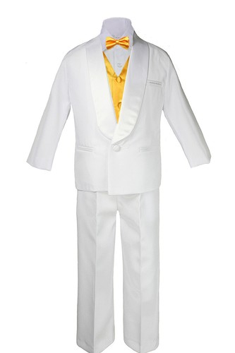 7 pz tuta scialle bianco scialle ragazzo adolescente + gilet colore raso e cravatta con fiocco taglia 4T-20 - Foto 27 di 28