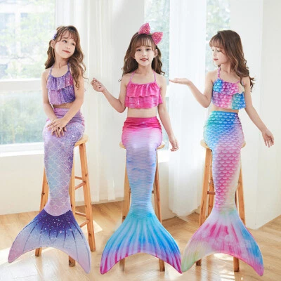 TWSOUL Girls Mermaid Tail Swimming Costume Swimmable Bikini Set Summer Swimsuit New