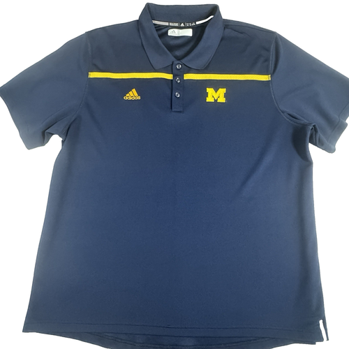 Adidas Michigan Wolverines Polo Shirt Uomo 2XL Navy Climalite "Go Blue" NCAA - Foto 3 di 6