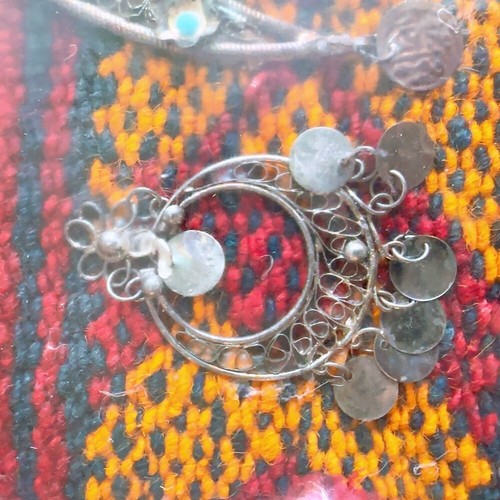 EINZIGARTIGES Vintage Acryl Stoff Serviertablett Metallgriffe Küche Arabisch عربي - Bild 4 von 16