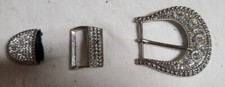 Chico Belt Buckle Parts Bling Sparkle Hook Loop End Piece Fake Diamonds