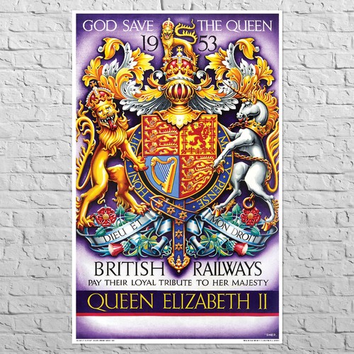 Poster Queen Elizabeth II, 1953 | 21x33" Big size | Retro British decor Wall art - Picture 1 of 4