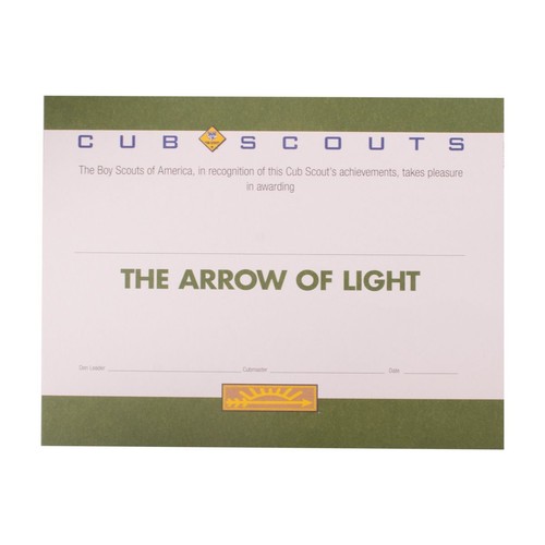 Cub Scout Official The Arrow of Light Certificate 8.5" X 10" Boy Girl Award New - Picture 5 of 12