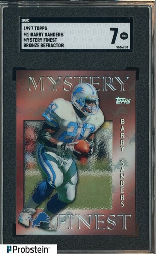 1997 Topps Mystery Finest Bronze Refractor #M1 Barry Sanders Lions HOF SGC 7