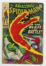 THE AMAZING SPIDERMAN 1969 #77 10/69 In the Blaze of Battle Lizard & Human Torch
