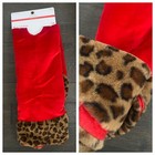 ASHLAND NWT RED TREE SKIRT VELVET FAUX FUR LEOPARD PRINT RETRO