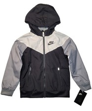 Nike Kids NSW Sportswear Windrunner Ripstop Jacket Black Grey White Size 6 $50