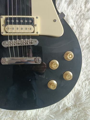 LP Electric Guitar Black Color Mahogany Body Rosewood Fretboard Fret Binding - Picture 5 of 8