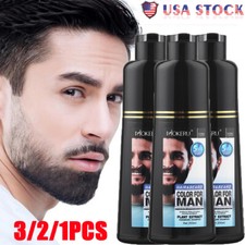 Men Black Beard Simple Hair Dye Color Shampoo Permanent Darkening Hair Coloring