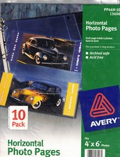 AVERY PHOTO STORAGE PAGES 4 x 6 Horizontal Photos 3-Hole 10 pack 40 Photos NEW