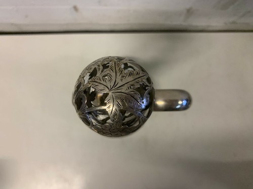 Antique Alvin Sterling Silver 999 Overlay Glass Decanter Pitcher Grape Vine Dec. - Picture 5 of 12