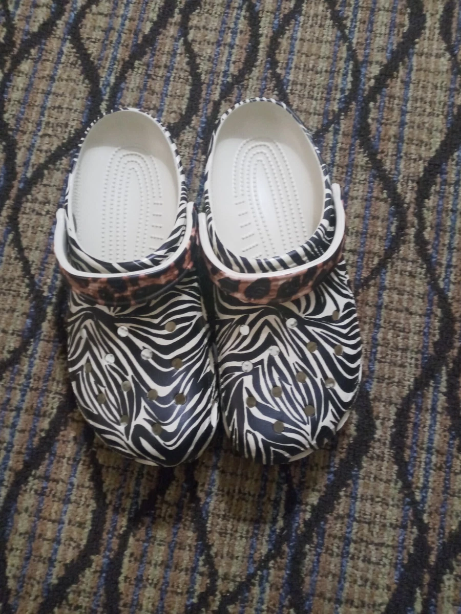 CROCS CLASSIC ANIMAL REMIX CLOG Zebra Leopard Print Womens 12 Mens