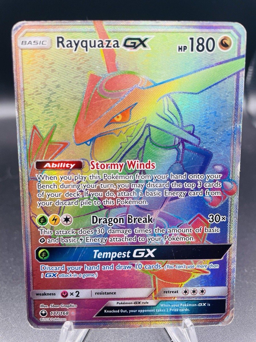 Pokemon Rayquaza GX 177/168 Celestial Storm Rainbow Secret