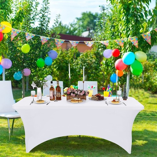 4ft 6ft 8ft Stretch Tablecloths Spandex Table Cover Wedding Party Banquet Cloth - Picture 5 of 22