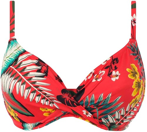 Fantasie Vilamoura Bikini Top Lollipop Red 34D Underwired Full Cup Floral 6560 - Picture 9 of 12