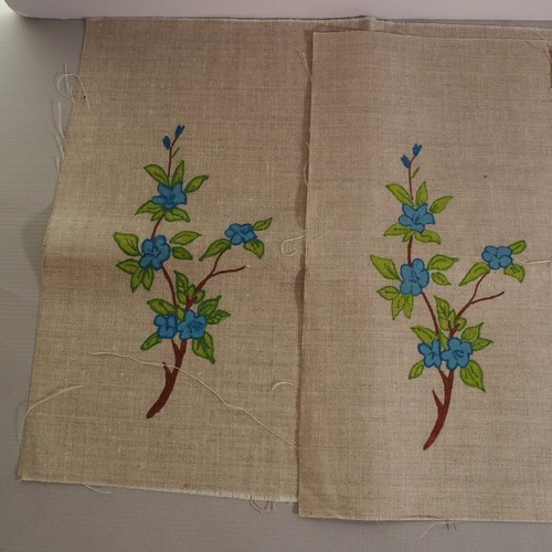 4 tovaglioli vintage lino tovagliette ricamo liquido floreale blu 18 x 14 - Foto 6 di 8