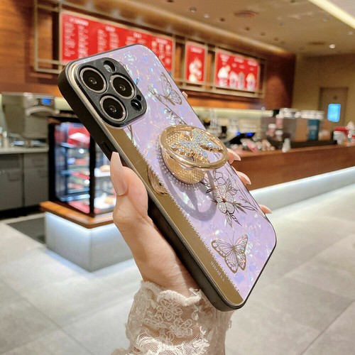 Funda de teléfono con anillo de patrón mariposa de lujo para iPhone 13 Pro Max 12 11 XS XR 7 8 P - Imagen 6 de 20