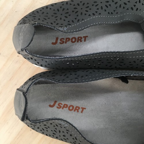 Zapatos JSport para mujer 10 M florales informales mocasines planos gris cuero sintético sin cordones - Imagen 10 de 11