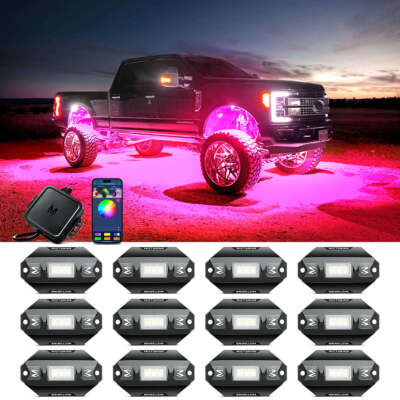 MICTUNING C1 12 Pods RGBW LED Rock Lights Underglow Underbody System Neon Lights