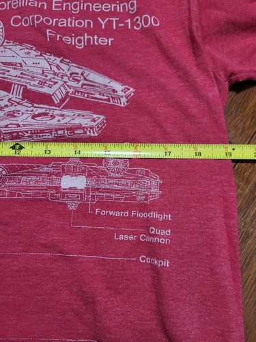 Star Wars Millenium Falke Blueprint rotes T-Shirt Erwachsene Größe Medium Baumwollmischung - Bild 4 von 11