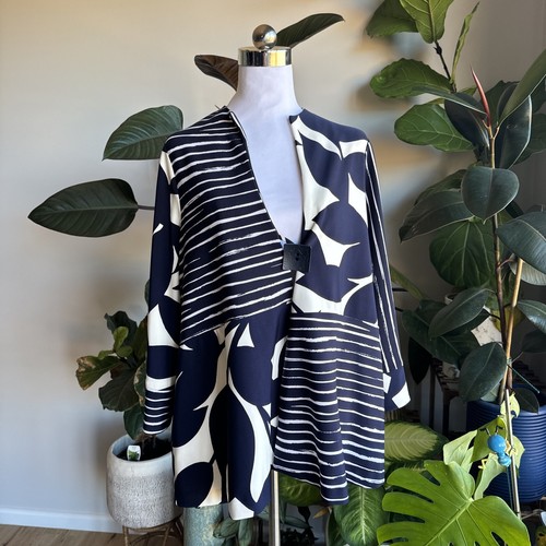 Joseph Ribkoff Jacket Blue Off White NWOT $300 Size AU 14 US 12 Stretchy - Picture 5 of 15
