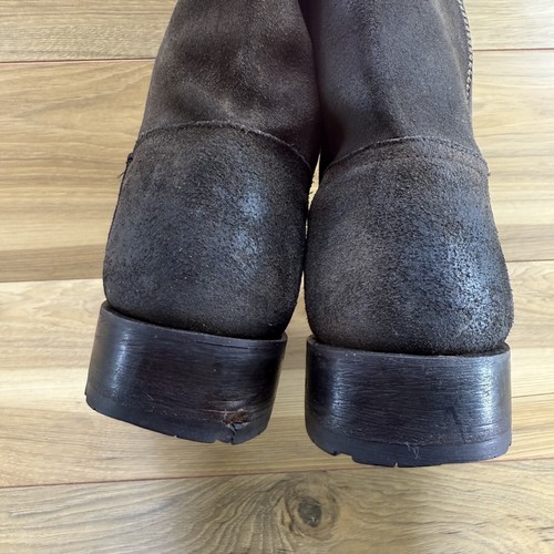 FRYE Mens Boots Size 11 D Brown Suede Biker Riding Square Toe Zip - Picture 8 of 12